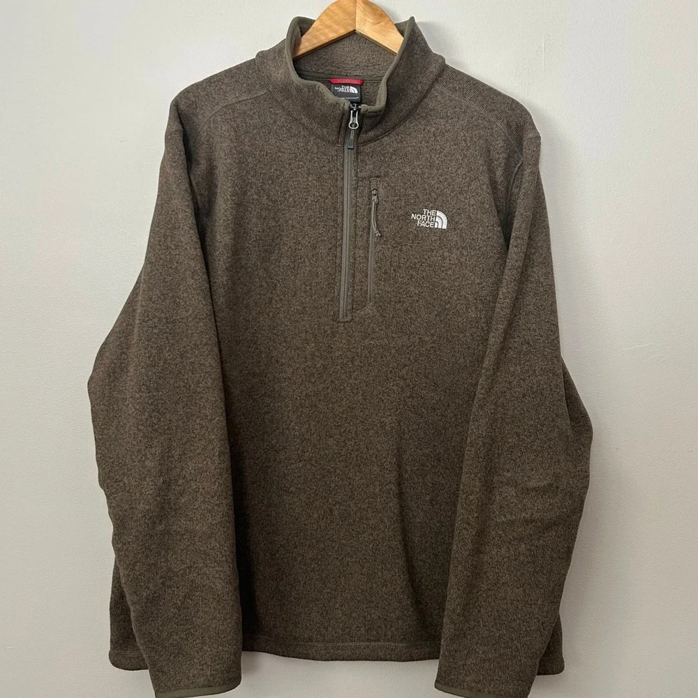 The North Face Gordon Lyons Sweater Men XXL Brown 1/4 Zip Fleece Pullover